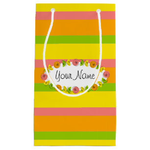Citrus Oval Stripe Klassischer Name Geschenktasche Kleine Geschenktüte