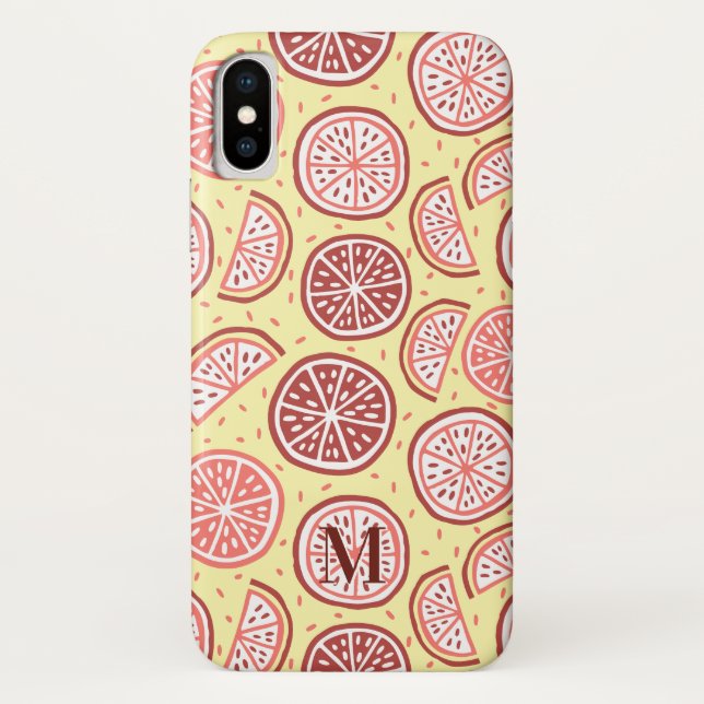Citrus Pattern kundenspezifische monogramm Telefon Case-Mate iPhone Hülle (Rückseite)