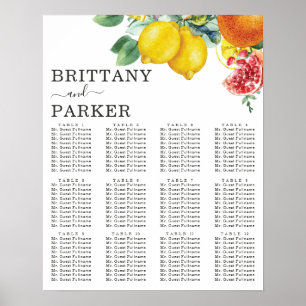 Citrus Personalisierte Hochzeitstischposter Poster