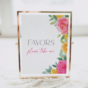 Citrus Pink Blumendusche Favoriten Unterschrift Poster