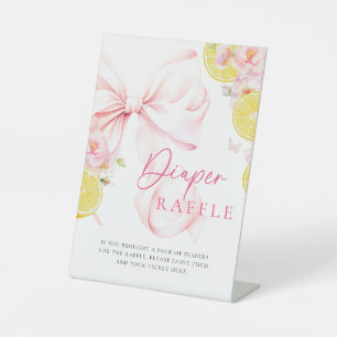 Citrus Pink Bow Diaper Raffeltisch Schild Plakat