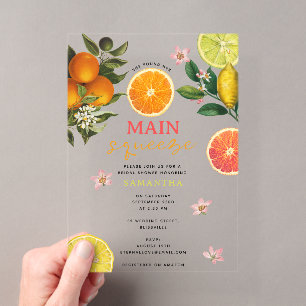 Citrus Pink Main Squeeze Brautparty Brunch Acryleinladungen