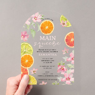 Citrus Pink Main Squeeze Brautparty Brunch Acryleinladungen