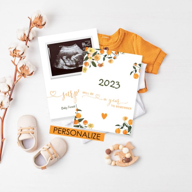 Citrus Pregnancy Announcement Baby Reveal Einladung (Von Creator hochgeladen)