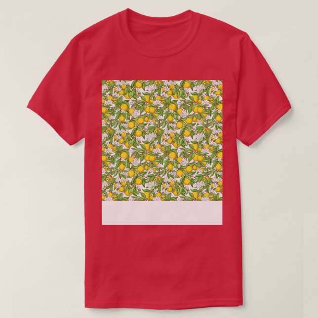 Citrus Seamless Pattern Lemon Limon Orange Mandari T-Shirt (Design vorne)