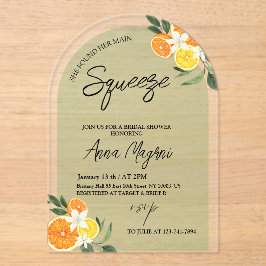 Citrus Sie fand ihr Haupt-Squeeze-Brautparty Acryleinladungen