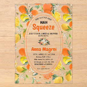 Citrus Sie fand ihr Haupt-Squeeze-Brautparty Acryleinladungen