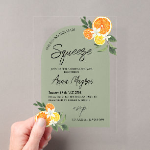 Citrus Sie fand ihr Haupt-Squeeze-Brautparty Acryleinladungen
