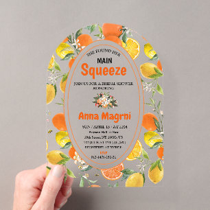 Citrus Sie fand ihren Hauptbräutigam-Bridal-Shower Acryleinladungen