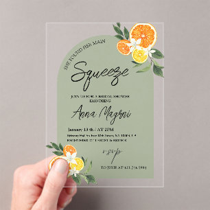 Citrus Sie fand ihren Hauptbräutigam-Bridal-Shower Acryleinladungen