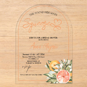 Citrus Sie fand ihren Hauptbräutigam-Bridal-Shower Acryleinladungen