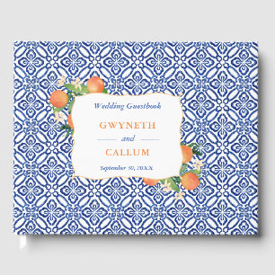 Citrus Sinensis Orangen Blaue Keramik Muster Gästebuch