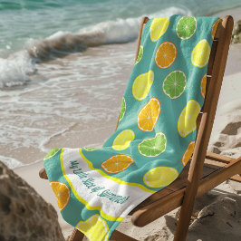 Citrus Slice des Sommers Personalisiert Aquamarin Strandtuch