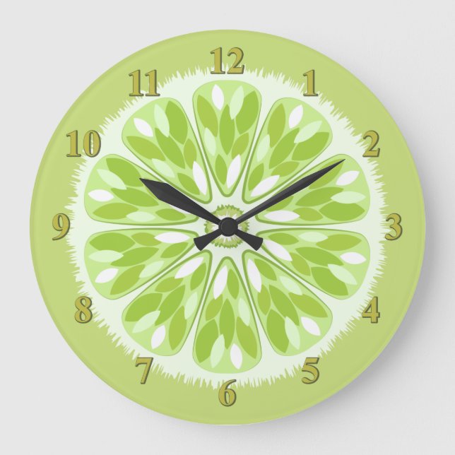 Citrus Slices Lime Große Wanduhr (Vorderseite)