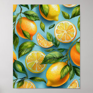 Citrus Smiles Lemon Art Print Poster