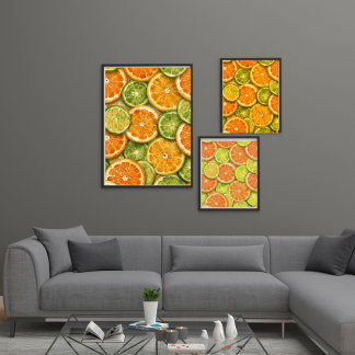 Citrus Splash | Orange, Zitrone und Limette Aquare Bilderwand Sets