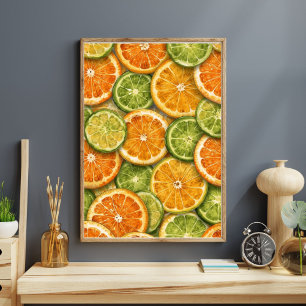 Citrus Splash Orange, Zitrone und Limette Aquare Poster
