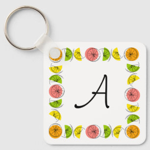 Citrus Square Monogram aluminium double-sided Schlüsselanhänger