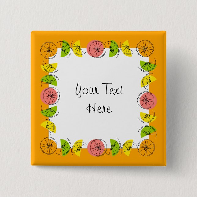 Citrus Square Orange Text-Taste Button (Vorderseite)