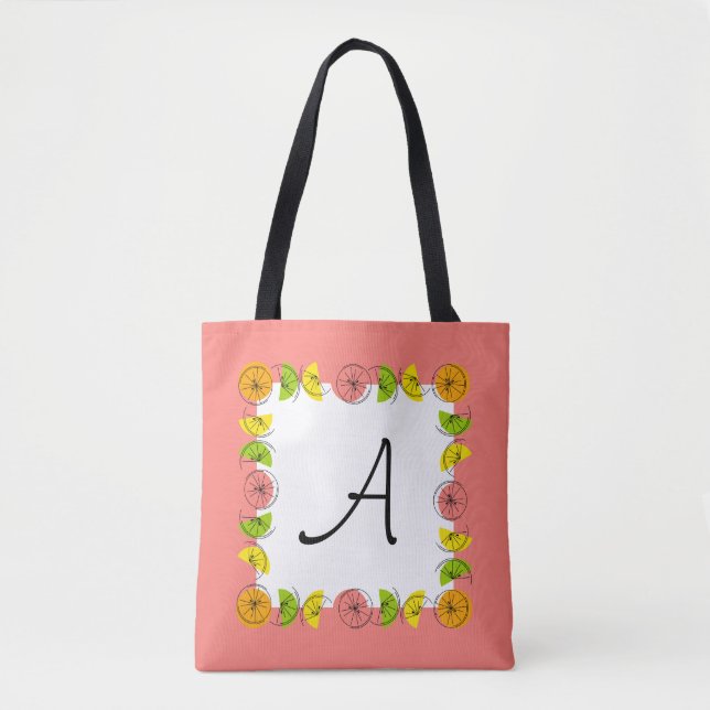 Citrus Square Pink Monogram überall in der Tasche (Vorderseite)