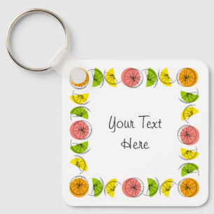 Citrus Square Text aus Aluminium zweiseitig Schlüsselanhänger