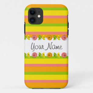 Citrus Stripe Klassischer Name iPhone Fall 11 Hülle