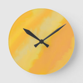 Citrus Sunny Orange Wasserfarbe  Runde Wanduhr