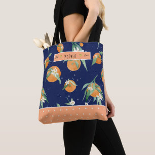 Citrus Süsse Orange Floral Navy Beste Mutter aller Tasche
