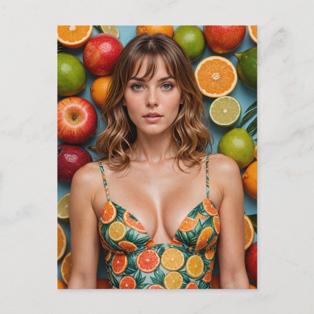 Citrus Swimsuit Woman Postkarte (Vorderseite)