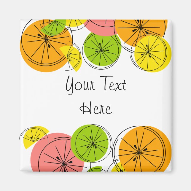 Citrus Text-Magnetquadrat Magnet (Vorne)