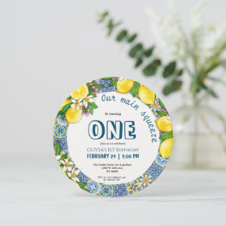 Citrus Thema Mädchen 1. Geburtstag Einladung