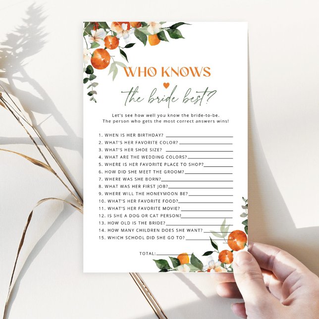 Citrus Thema Wer kennt das beste Spiel der Braut (Von Creator hochgeladen)