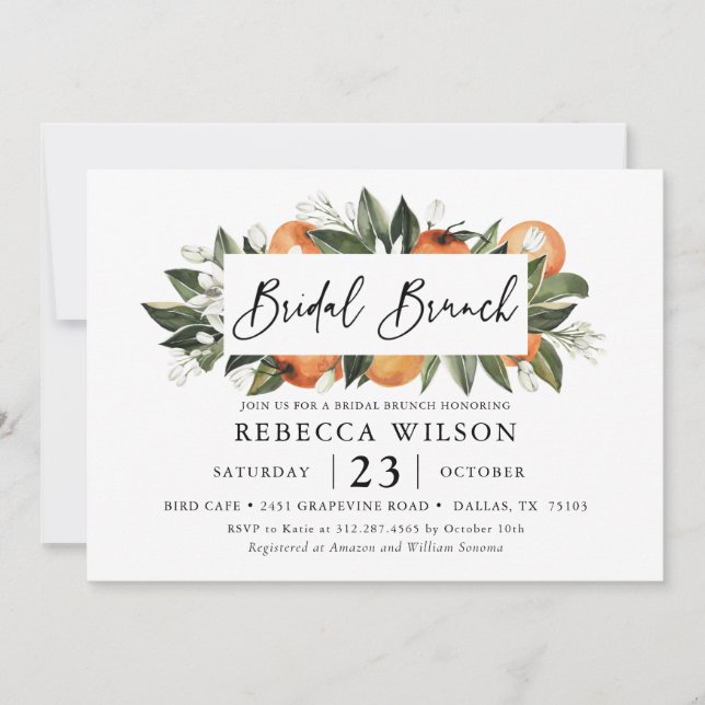 Citrus Thème Rustique Bridal Brunch Invitation (Devant)