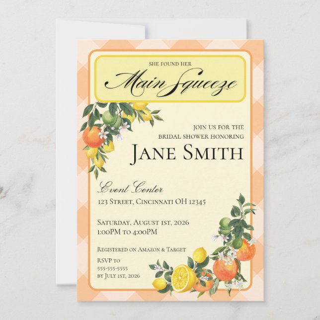 Citrus Themed Bridal Shower Invitation Einladung (Vorderseite)