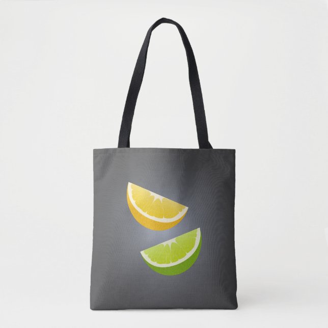 Citrus Tote Tasche mit Zitrone und Limonen Scheibe (Vorderseite)