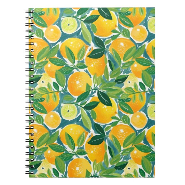 Citrus Tree Artisan Lemons Orange Limes farbenfroh Notizblock (Vorderseite)