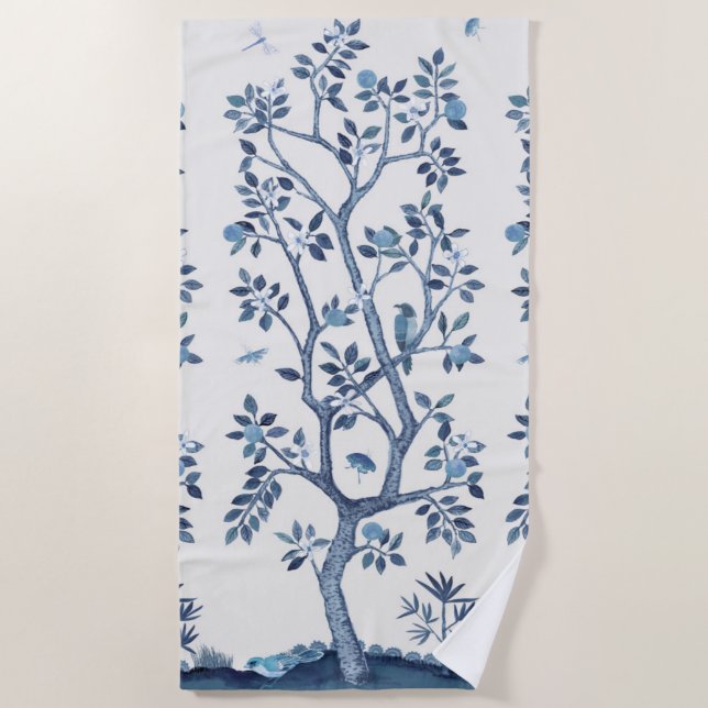 Citrus Tree Chinoiserie Strandtuch (Vorderseite)