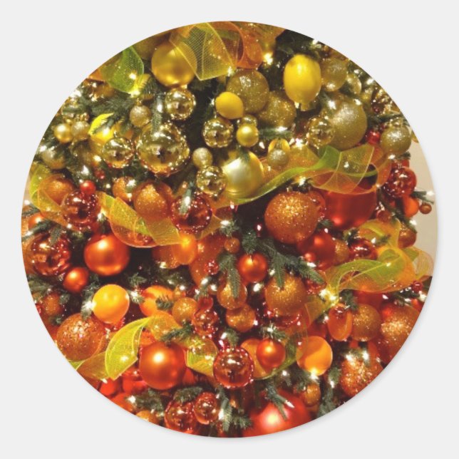 Citrus Tree Foto Weihnachtsaufkleber aus Florida Runder Aufkleber (Vorderseite)