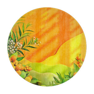 Citrus und Blätter Graphic Schneidebrett