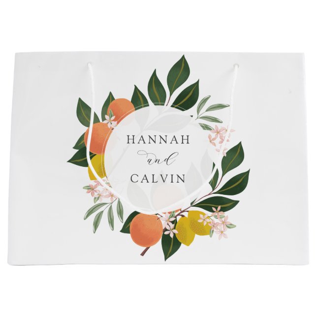 Citrus und Greenery Wedding Große Geschenktüte (Vorderseite)