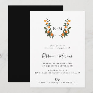 Citrus Wappen Monogram Engagement Party Einladung