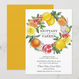 Citrus Watercolor Botanical Wreath Wedding Einladung