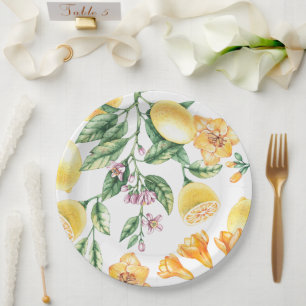 Citrus Watercolor Italian Lemon Pappteller