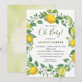Citrus Watercolor Lemon Themed Baby Dusche Einladung