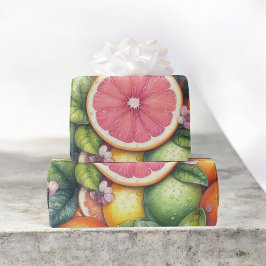 Citrus Watercolor Orange Frucht Botanischer Sommer Geschenkpapier