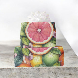 Citrus Watercolor Orange Frucht Botanischer Sommer Geschenkpapier