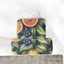 Citrus Watercolor Orange Frucht Botanischer Sommer Geschenkpapier