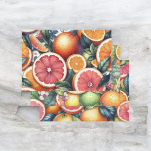 Citrus Watercolor Orange Frucht Botanischer Sommer Geschenkpapier Set