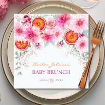 Citrus & Watercolor Pink Blume Kinderdusche