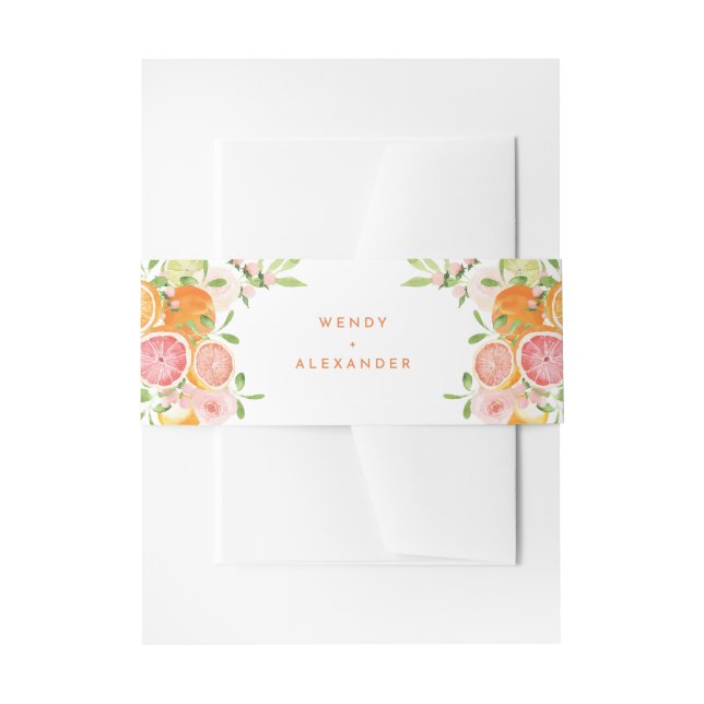 Citrus Watercolor Wedding Einladungsbanderole (Vorderseite Beispiel)